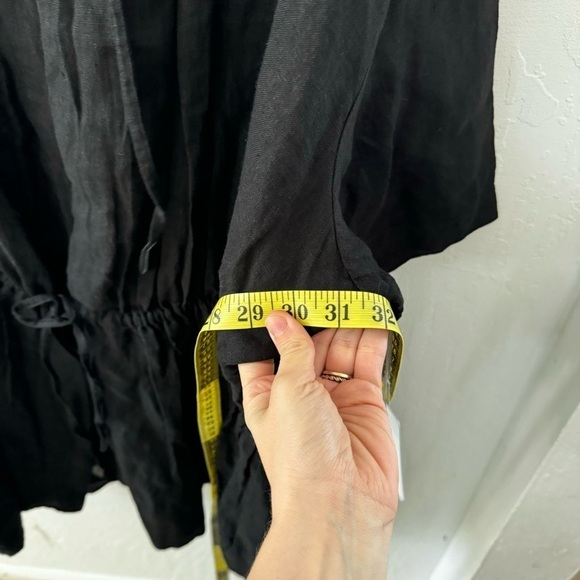 Brochu Walker Black St. Tropez Waist Chest Tie Eyelet Collar Oversized Dress M - Picture 13 of 14